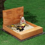 Keezi Kids Sandpit Wooden Sandbox Sand Pit with Cover Funnel Outdoor Toys 120cm - Image 6