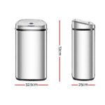 Devanti 50L Motion Sensor Bin Rubbish Automatic Silver - Image 2