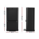 Devanti 70L Motion Sensor Bin Pedal Bins Automatic Black - Image 2