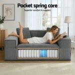 Artiss 2 Seater Sofa Loveseat Sofas Bed Couch No Assembly Corduroy Small Couches Apartement - Image 7