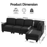 Artiss Modular Sofa Chaise Set 5-seater Dark Grey - Image 3