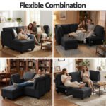 Artiss Modular Sofa Chaise Set 5-seater Dark Grey - Image 7