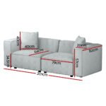 Artiss Modular Sofa Chaise Set 2-Seater Grey - Image 2
