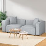 Artiss Modular Sofa Chaise Set 2-Seater Grey - Image 7