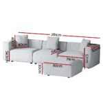 Artiss Modular Sofa Chaise Set 4-Seater Grey - Image 2