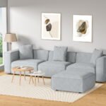 Artiss Modular Sofa Chaise Set 4-Seater Grey - Image 7