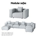 Artiss Modular Sofa Chaise Set 5-Seater Grey - Image 6