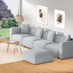Artiss Modular Sofa Chaise Set 5-Seater Grey - Image 7