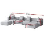 Artiss Modular Sofa Chaise Set 6-Seater Grey - Image 2