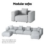 Artiss Modular Sofa Chaise Set 6-Seater Grey - Image 6