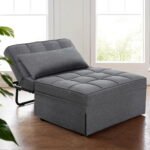 Artiss Sofa Bed Lounge Convertible Ottoman 1 Seater Couch Recliner Linen Grey - Image 7