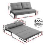 Artiss Sofa Bed 2 Seater Folding Convertible Couch Recliner Lounge Chair - Image 2