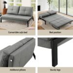 Artiss Sofa Bed 2 Seater Folding Convertible Couch Recliner Lounge Chair - Image 6