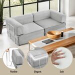 Artiss Convertible Folding Sofa Bed Grey - Image 5