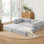 Artiss Convertible Folding Sofa Bed Grey - Image 7