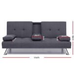 Artiss Sofa Bed 175CM Dark Grey Fabric - Image 2
