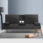 Artiss Sofa Bed 175CM Dark Grey Fabric - Image 7