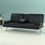 Artiss Sofa Bed 168CM Black PU Leather - Image 7
