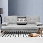 Artiss Sofa Bed 188CM Grey Faux Linen - Image 7