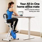 Artiss Under Desk Folding X-Bike with 140cm Automatic Standing Desk Magnetic Resistance White - Image 4