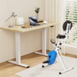 Artiss Under Desk Folding X-Bike with 140cm Automatic Standing Desk Magnetic Resistance Oak - Image 7