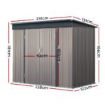 Giantz Garden Shed 2.31x1.31M Sheds Outdoor Storage Tool Metal Workshop Shelter Double Door - Image 2