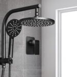 Cefito 9'' Rain Shower Head Set Handheld Round High Pressure Mixer Tap Black - Image 8