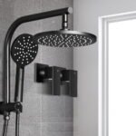 Cefito 9'' Rain Shower Head Set Handheld Round High Pressure Twins Tap Black - Image 8