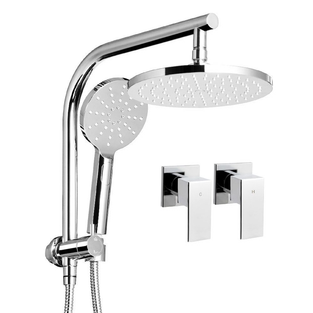 SHOWER-A1-RO-9-SI-TAP-16416-00.jpg Cefito 9'' Rain Shower Head Set Handheld Round High Pressure Twins Tap Chome - Image 1