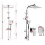 Cefito 10'' Rain Shower Head Set Handheld Square High Pressure Twins Tap Chrome - Image 2