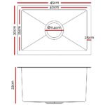 Cefito Kitchen Sink 45X30CM Stainless Steel Basin Single Bowl Silver - Image 2