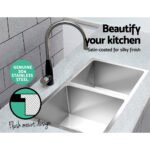 Cefito Kitchen Sink 77X45CM Stainless Steel Basin Double Bowl Silver - Image 4