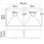 Cefito Kitchen Sink 86X44CM Stainless Steel Basin Double Bowl Silver - Image 2