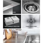 Cefito Kitchen Sink 86X44CM Stainless Steel Basin Double Bowl Silver - Image 4
