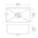 Cefito Kitchen Sink 45X30CM Stainless Steel Basin Single Bowl Black - Image 2