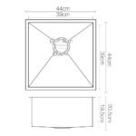 Cefito Kitchen Sink 44X44CM Stainless Steel Basin Single Bowl Black - Image 2
