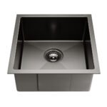 Cefito Kitchen Sink 44X44CM Stainless Steel Basin Single Bowl Black - Image 3