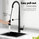 Cefito Stainless Steel Sink 51x45CM With Pull Out Mixer Tap Kitchen Single Bowl Black - Image 6