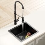 Cefito Stainless Steel Sink 51x45CM With Pull Out Mixer Tap Kitchen Single Bowl Black - Image 7