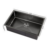 Cefito Kitchen Sink 70X45CM Stainless Steel Basin Single Bowl Black - Image 2