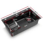 Cefito Kitchen Sink 75X45CM Stainless Steel Basin Single Bowl Drain Part Black - Image 3