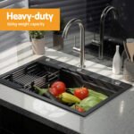 Cefito Kitchen Sink 75X45CM Stainless Steel Basin Single Bowl Drain Part Black - Image 5
