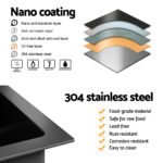 Cefito Kitchen Sink 75X45CM Stainless Steel Basin Single Bowl Drain Part Black - Image 6