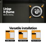 Cefito Kitchen Sink 75X45CM Stainless Steel Basin Single Bowl Drain Part Black - Image 7