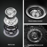 Cefito Kitchen Sink 75X45CM Stainless Steel Basin Single Bowl Drain Part Black - Image 8