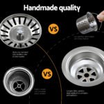 Cefito Kitchen Sink 75X45CM Stainless Steel Basin Single Bowl Drain Part Black - Image 9