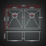 Cefito Stainless Steel Sink 77x45CM With Pull Out Mixer Tap Kitchen Double Bowl Black - Image 2