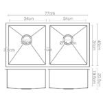 Cefito Kitchen Sink 77X45CM Stainless Steel Basin Double Bowl Black - Image 2