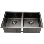 Cefito Kitchen Sink 77X45CM Stainless Steel Basin Double Bowl Black - Image 3