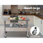 Cefito 1219x610mm Stainless Steel Kitchen Bench with Wheels 304 - Image 4